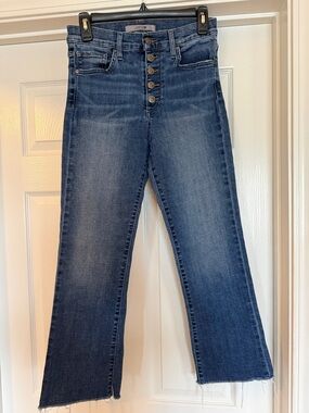 Joe's Jeans Button-Fly Cropped Flare Jeans in Blue Wash